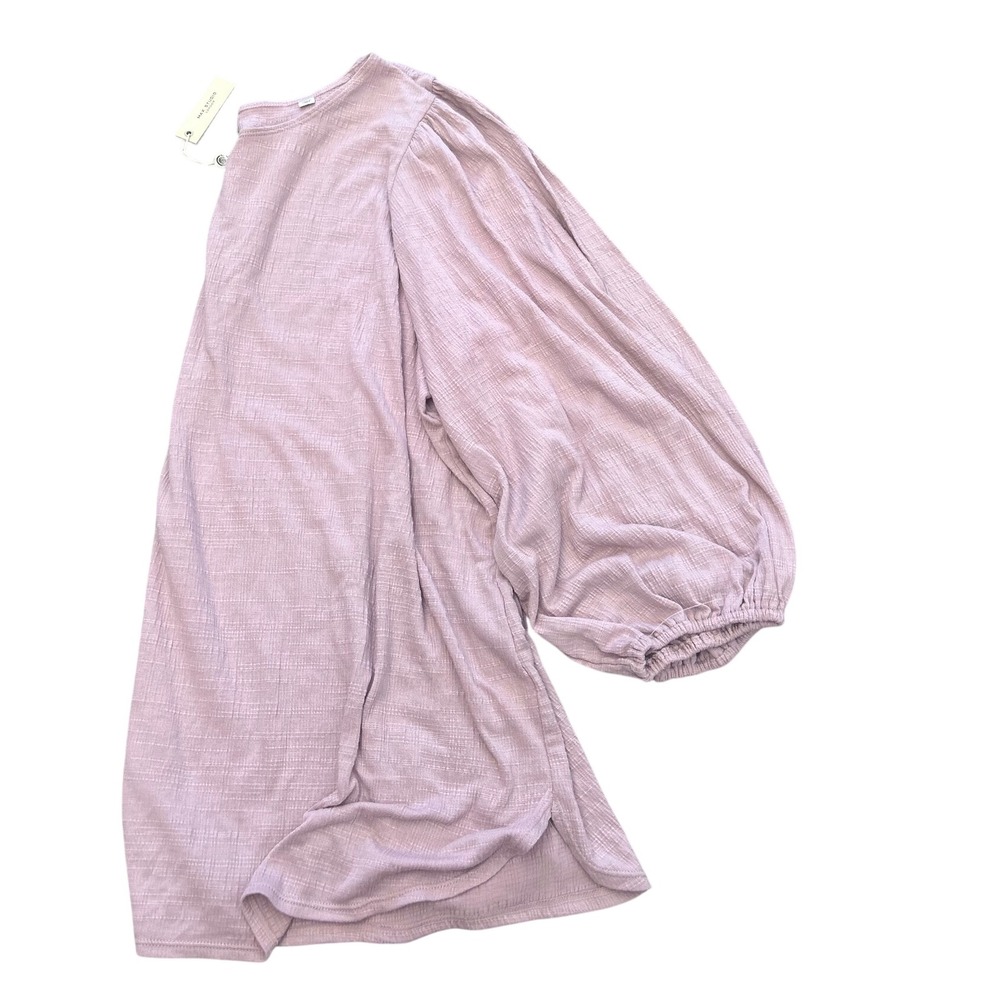 Max Studio London Women 3X Mauve Pink Slub Knit Balloon Sleeve Blouse NWT - Picture 1 of 8